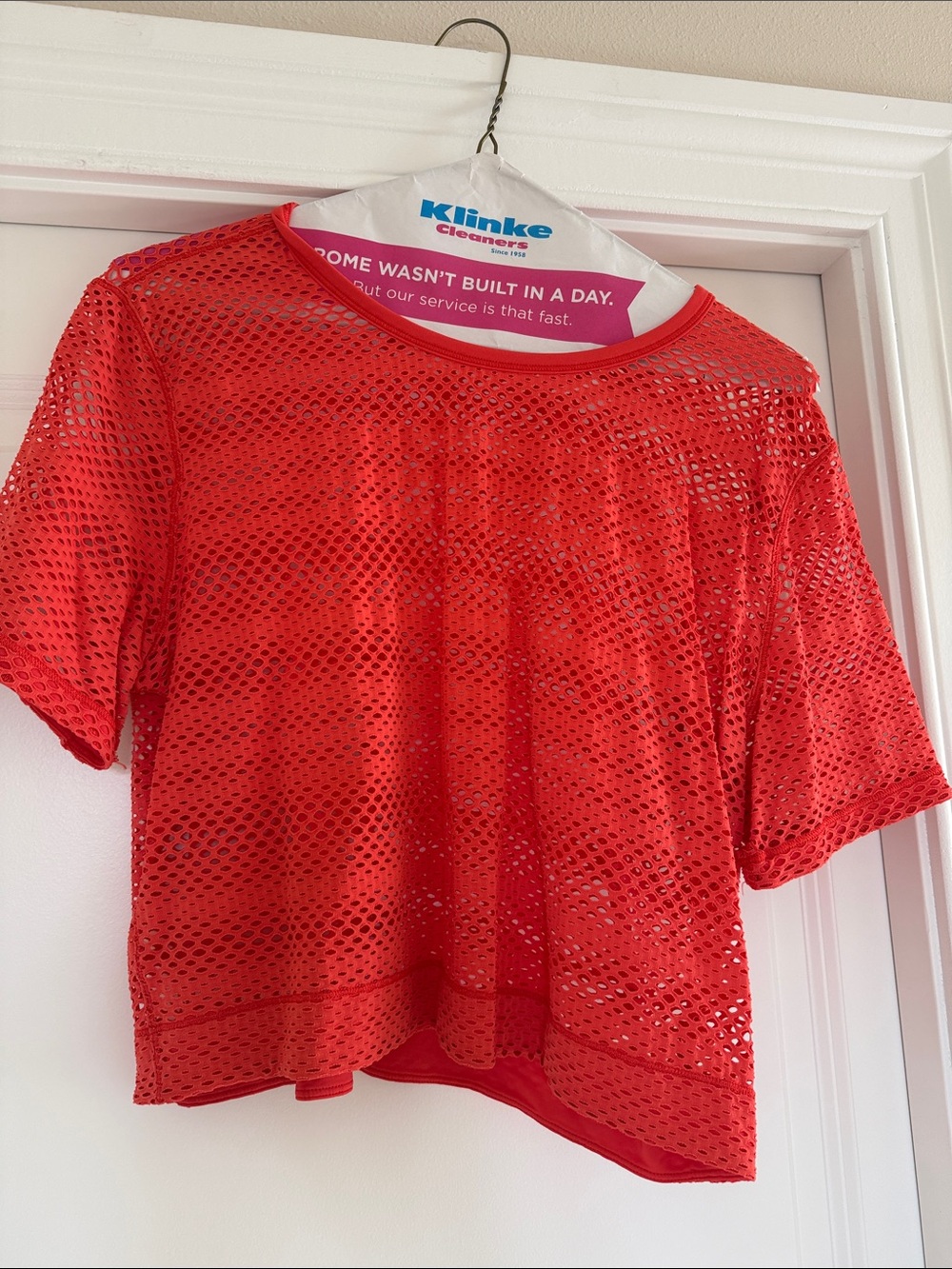 Lululemon Red Mesh Short Sleeve Women's Top